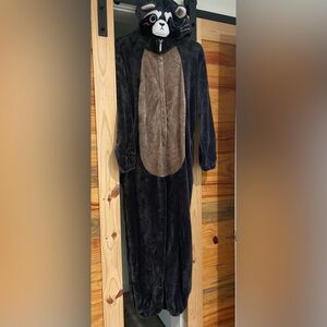 Worn once unisex adult raccoon costume